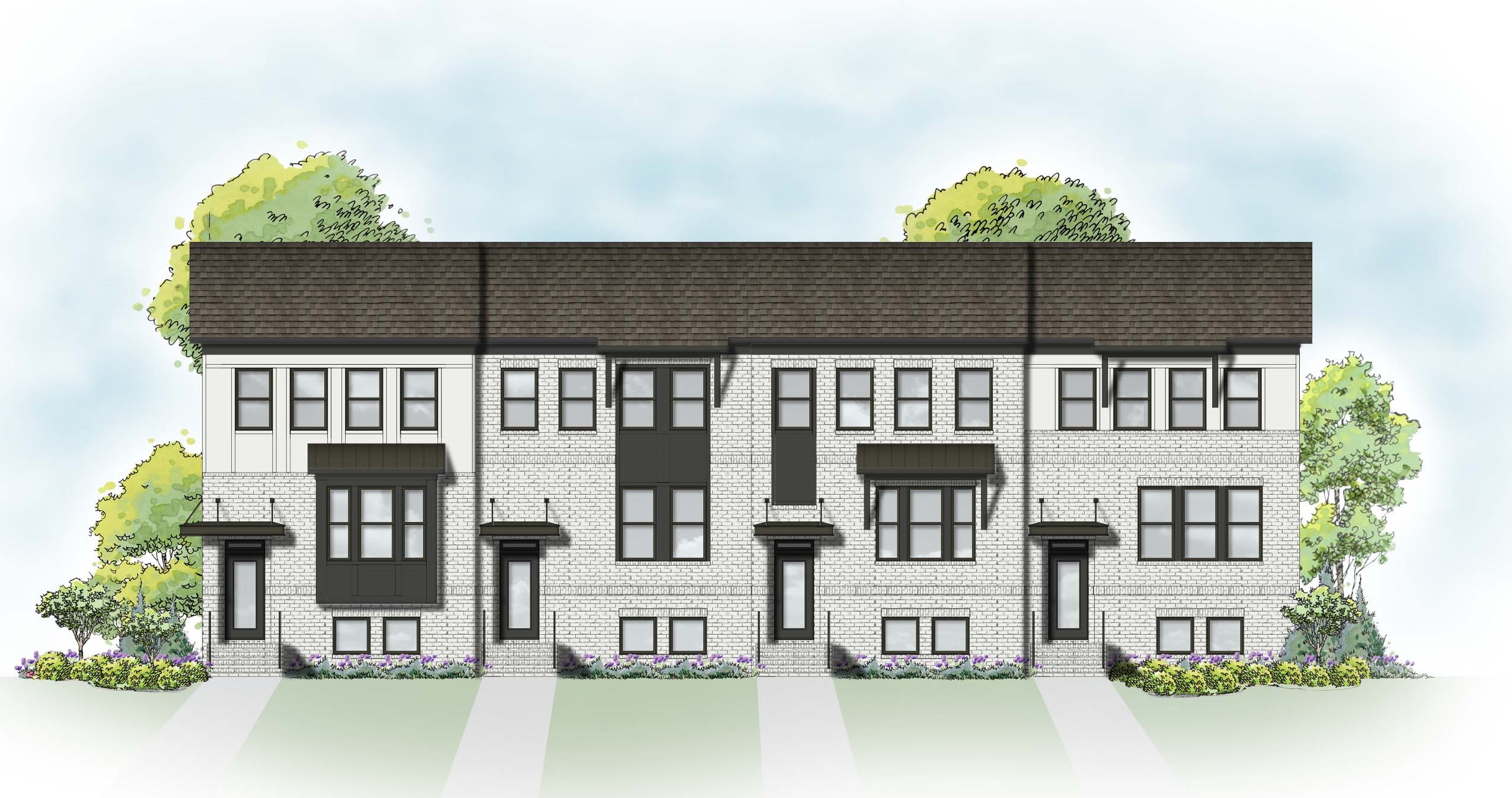 Collins 3 bedroom townhomes for sale in Lawrenceville GA at Henson Square